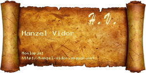 Hanzel Vidor névjegykártya